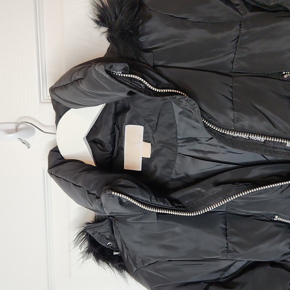 Michael Kors faux fur hooded down filled mid-length winter coat puffer black - Picture 12 of 14